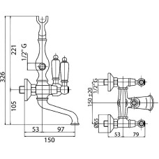 Смеситель на борт ванны Cezares First-PBV-03/24-Bi Золото 24 карат