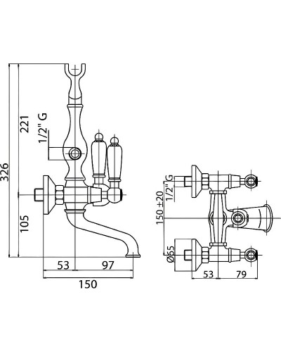 Смеситель на борт ванны Cezares First-PBV-03/24-Bi Золото 24 карат