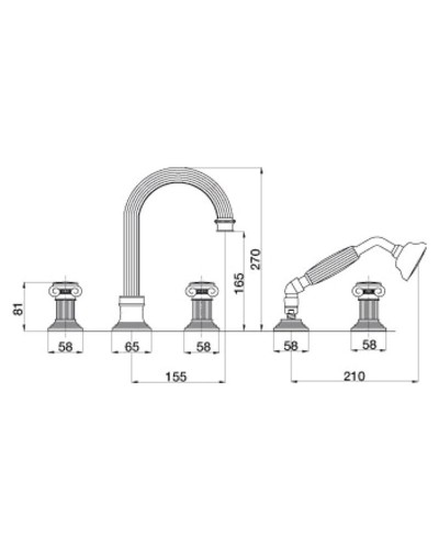 Смеситель на борт ванны Cezares Olimp BVD OLIMP-BVD-02-O Бронза