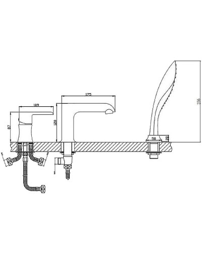 Смеситель на борт ванны Haiba HB80805-7 Черный матовый Хром