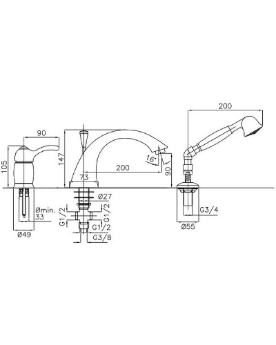 Смеситель на борт ванны Migliore Lem 25867 Бронза