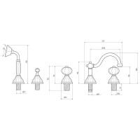 Смеситель на борт ванны Migliore Olivia 18997 Бронза Белый