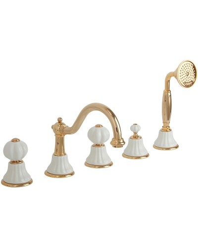 Смеситель на борт ванны Migliore Olivia 19021 Золото Белый