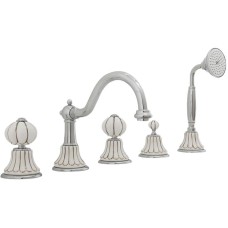 Смеситель на борт ванны Migliore Olivia 19013 Хром Белый декор Платина