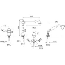 Смеситель на борт ванны Migliore Oxford 19196 с термостатом Медь