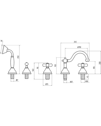 Смеситель на борт ванны Migliore Provance 19464 Бронза