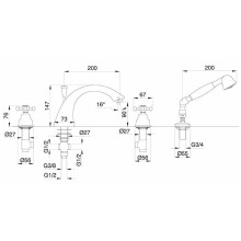 Смеситель на борт ванны Migliore Lady 18812 Бронза
