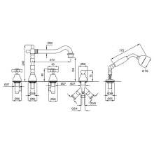 Смеситель на борт ванны Migliore Princeton 19376 Золото