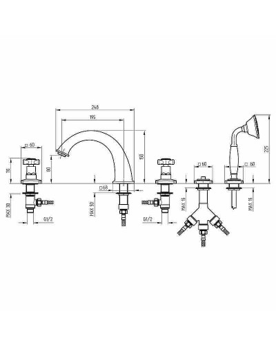 Смеситель на борт ванны Migliore Korona 28503 Золото