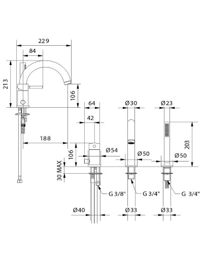 Смеситель на борт ванны Migliore Fortis Gold 27982 Золото