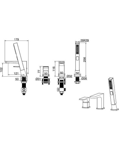 Смеситель на борт ванны Allen Brau Infinity 5.21008-31 Черный матовый