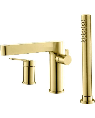 Смеситель на борт ванны BelBagno Delta DEL-BVD3-BORO Золото брашированное