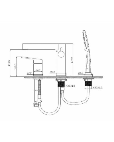 Смеситель на борт ванны BelBagno Delta DEL-BVD3-IN Сатин