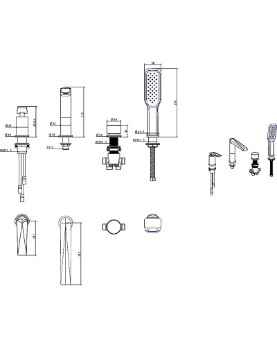 Смеситель на борт ванны Boheme Venturo 370-SGM Оружейная сталь глянцевая