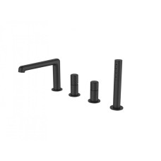 Смеситель на борт ванны с ручным выдвижным душем BelBagno UNO-BVD4-NERO