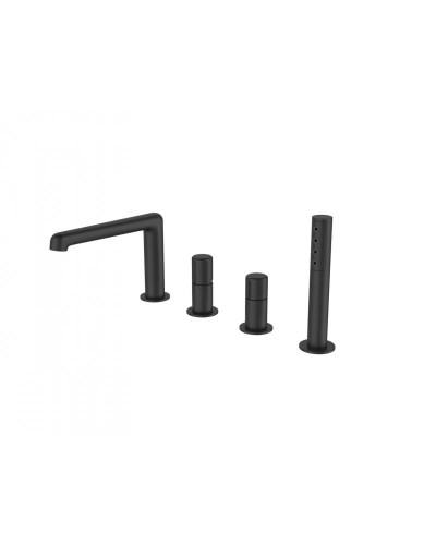 Смеситель на борт ванны с ручным выдвижным душем BelBagno UNO-BVD4-NERO