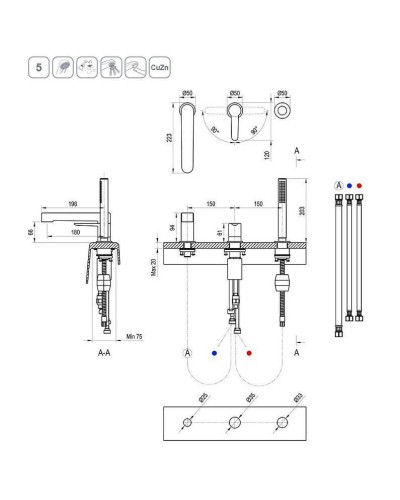 Смеситель на борт ванны Ravak Puri PU 026.20 X070186 Черный матовый