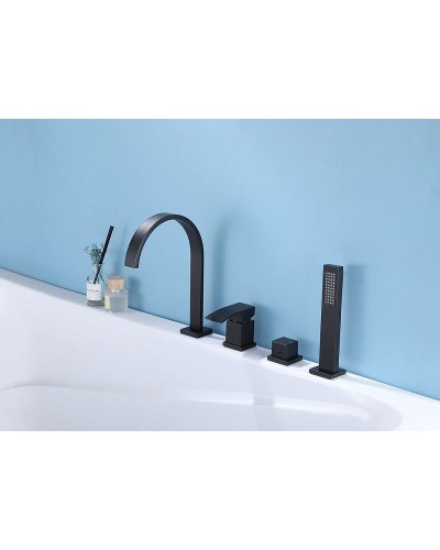 Смеситель на борт ванны Abber Wasserfall AF8613B Черный матовый