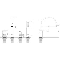 Смеситель на борт ванны Abber Wasserfall AF8613B Черный матовый