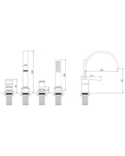 Смеситель на борт ванны Abber Wasserfall AF8613B Черный матовый