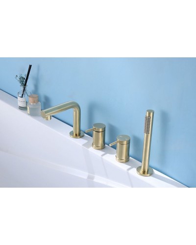 Смеситель на борт ванны Abber Emotion AF8813G Золото матовое