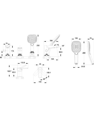 Смеситель на борт ванны Cersanit Moduo 64100 Хром