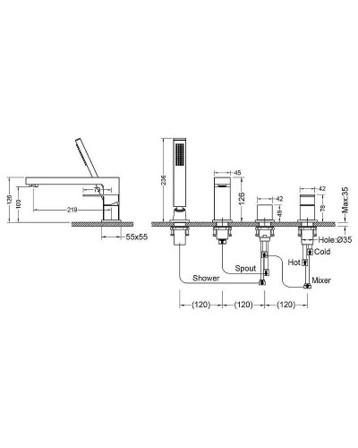 Смеситель на борт ванны Timo Selene 2130/03Y Черный