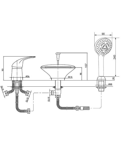 Смеситель на борт ванны Orange Iris M41-333b Черный матовый