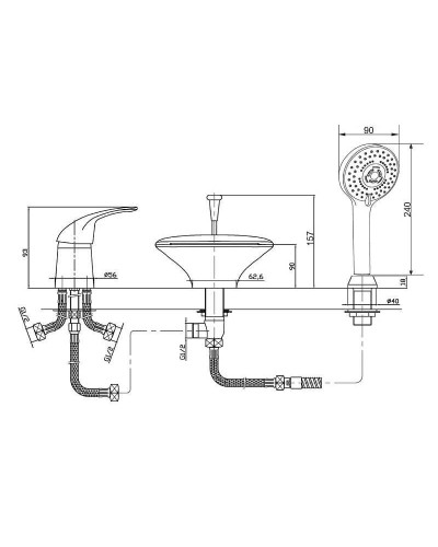 Смеситель на борт ванны Orange Iris M41-333ni Никель
