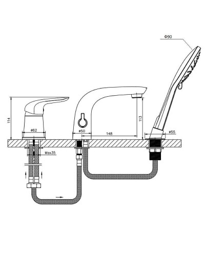 Смеситель на борт ванны Orange Otto M22-333w Белый