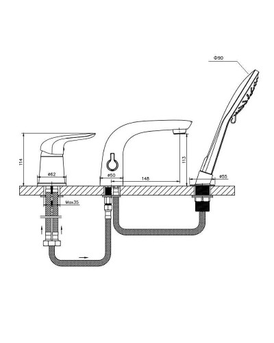 Смеситель на борт ванны Orange Otto M22-333ni Никель
