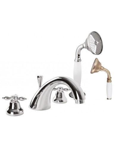 Смеситель на борт ванны с ручным выдвижным душем CEZARES NOSTALGIA-BVD-02-Bi