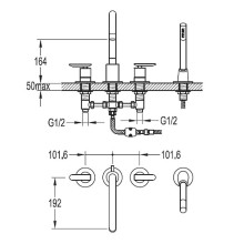 Смеситель на борт ванны Cezares SIESTA-F-BVD4-01 Хром
