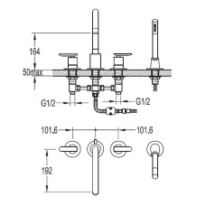 Смеситель на борт ванны Cezares SIESTA-F-BVD4-01 Хром