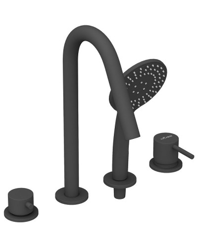 Смеситель на борт ванны Cezares Leaf LEAF-BVDM4-L-NOP Черный матовый