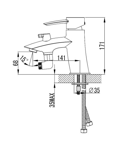 Смеситель на борт ванны Lemark Atlantiss LM3215C Хром
