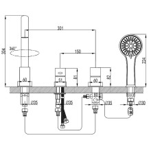 Смеситель на борт ванны Lemark Atlantiss LM3241C Хром