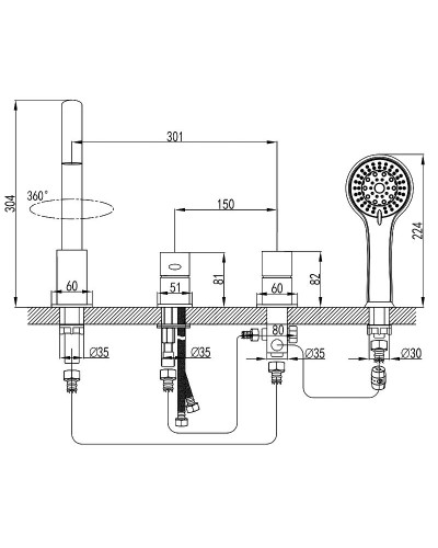 Смеситель на борт ванны Lemark Atlantiss LM3241C Хром