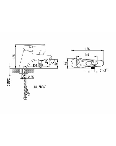Смеситель на борт ванны Lemark Luna LM4115C Хром