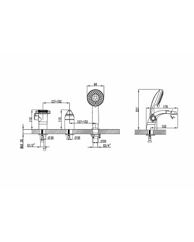 Смеситель на борт ванны Lemark Poseidon LM4245C Хром