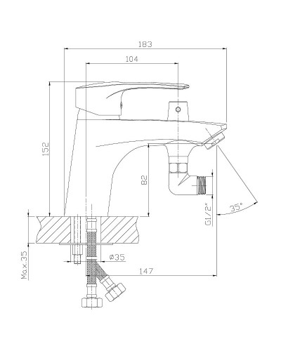 Смеситель на борт ванны Rossinka T T40-38 Хром