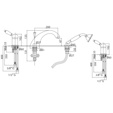Смеситель на борт ванны с выдвижным душем и переключателем CEZARES ELITE-BVDM-02-M