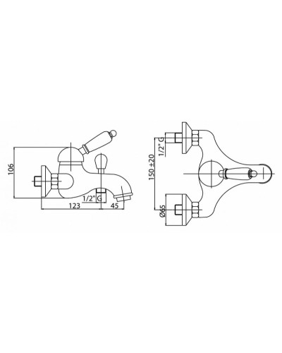 Смеситель на борт ванны Cezares Vintage VINTAGE-PBVM-01-Sw Хром