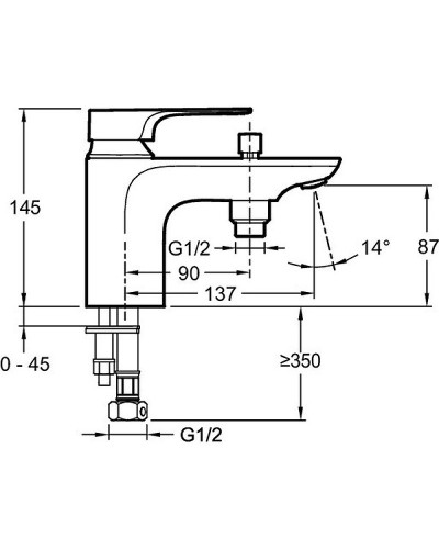 Смеситель для ванны Jacob Delafon Aleo+ E72321-CP Хром