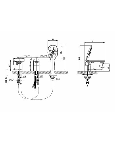 Смеситель на борт ванны Lemark Shift LM4347C Хром