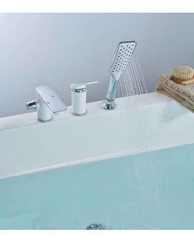 Смеситель на борт ванны Lemark Allegro LM5945CW Хром Белый