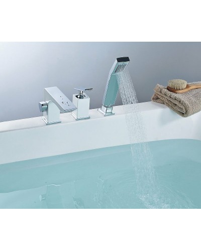 Смеситель на борт ванны Lemark Contest LM5845CW Хром Белый