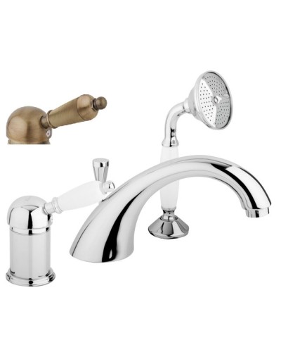 Смеситель на борт ванны с выдвижным душем и переключателем CEZARES ELITE-BVDM-02-M