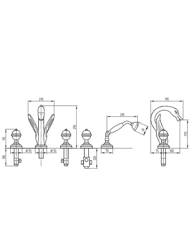 Смеситель на борт ванны Migliore Luxor 24243 Золото