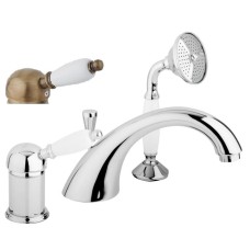 Смеситель на борт ванны с выдвижным душем и переключателем CEZARES ELITE-BVDM-02-Bi